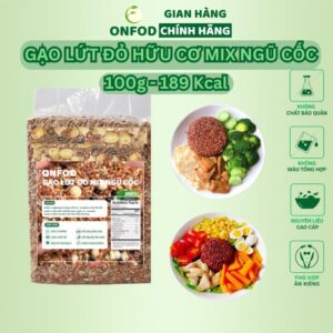 ONFOD Gạo lứt đỏ ngũ cốc mix hạt sen đậu xanh đậu đen hạt kê giảm cân tiểu đường mẹ bầu bé ăn dặm 1kg