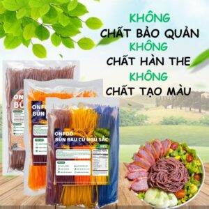 Bún khô gạo lứt, bún rau củ ngũ sắc hữu cơ ONFOD ăn kiêng giảm cân healthy food eat clean cho bé ăn dặm 18 10 7