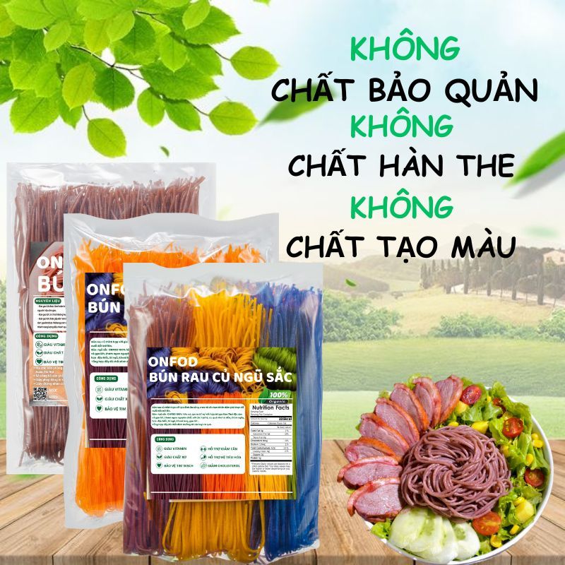Bún khô gạo lứt, bún rau củ ngũ sắc hữu cơ ONFOD ăn kiêng giảm cân healthy food eat clean cho bé ăn dặm 7 10 7