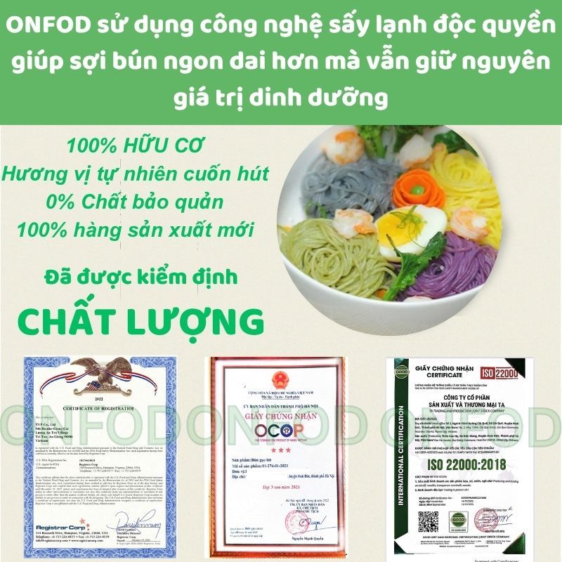 Bún khô gạo lứt, bún rau củ ngũ sắc hữu cơ ONFOD ăn kiêng giảm cân healthy food eat clean cho bé ăn dặm 4 13 5