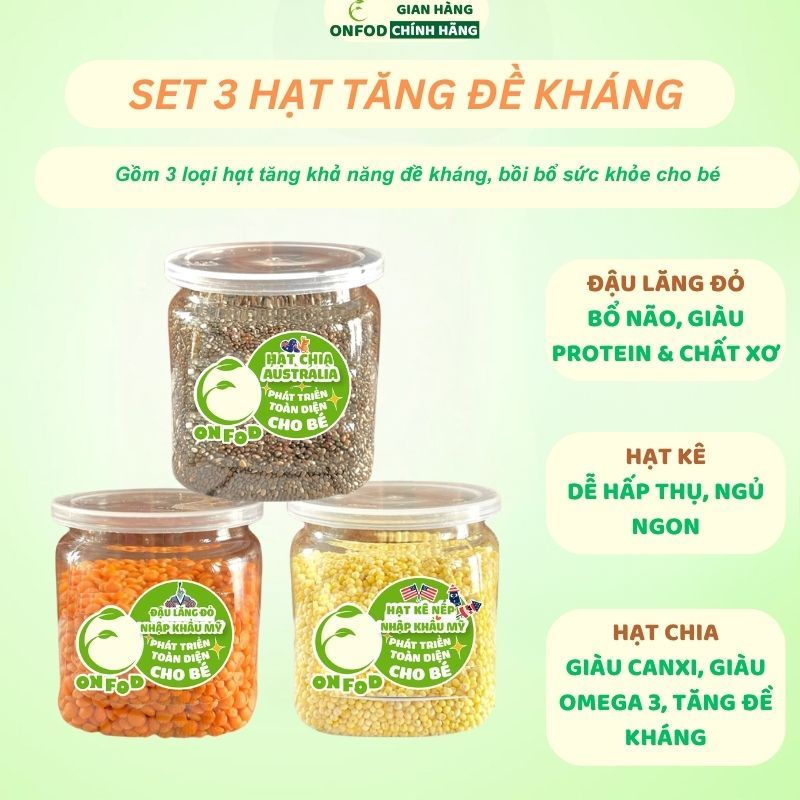 Combo set 9 hạt dinh dưỡng ONFOD cho bé ăn dặm yến mạch hạt chia đậu gà đậu hà lan đậu lăng đỏ hạt kê 5 17