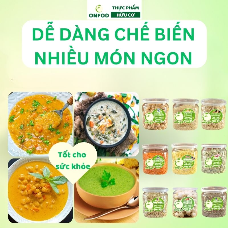 Combo set 9 hạt dinh dưỡng ONFOD cho bé ăn dặm yến mạch hạt chia đậu gà đậu hà lan đậu lăng đỏ hạt kê 2 20