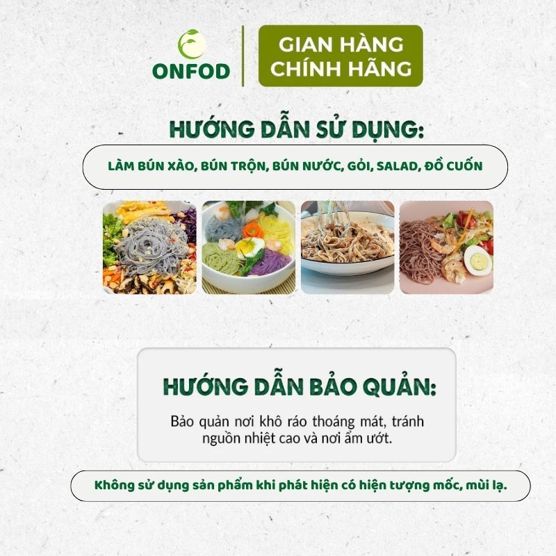 Bún khô gạo lứt, bún rau củ ngũ sắc hữu cơ ONFOD ăn kiêng giảm cân healthy food eat clean cho bé ăn dặm 12 5 7