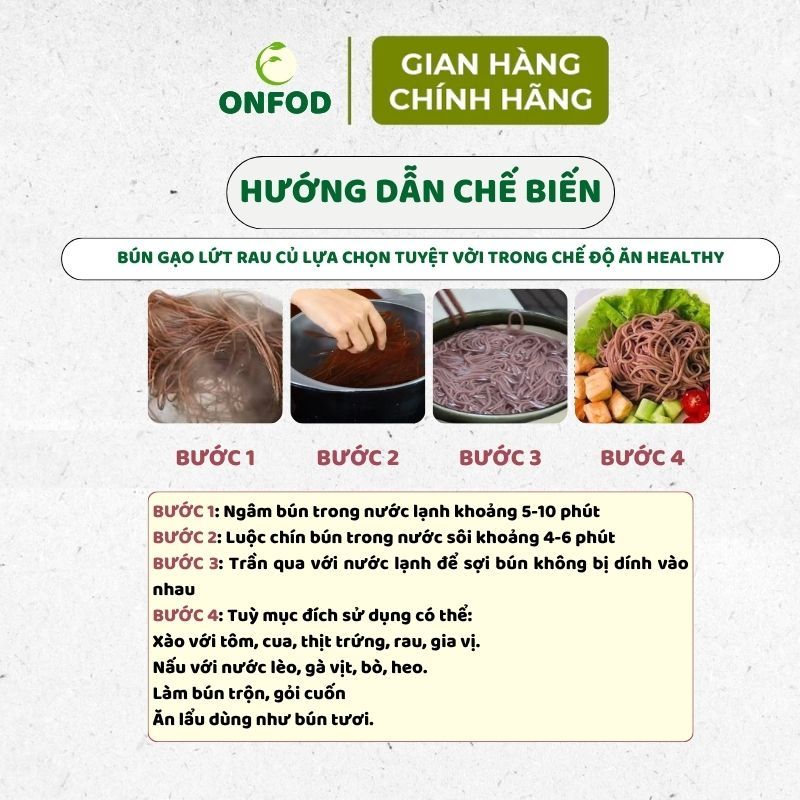 Bún khô gạo lứt, bún rau củ ngũ sắc hữu cơ ONFOD ăn kiêng giảm cân healthy food eat clean cho bé ăn dặm 11 6 7