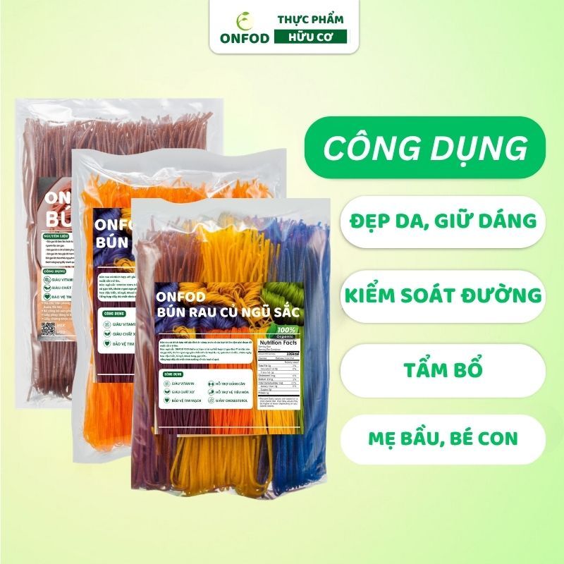 Bún khô gạo lứt, bún rau củ ngũ sắc hữu cơ ONFOD ăn kiêng giảm cân healthy food eat clean cho bé ăn dặm 9 8 7