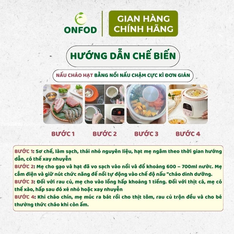 Combo set 9 hạt dinh dưỡng ONFOD cho bé ăn dặm yến mạch hạt chia đậu gà đậu hà lan đậu lăng đỏ hạt kê 10 9 1