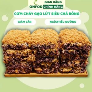 Cơm cháy chà bông gạo lứt ONFOD siêu ruốc mắm hành đáy nồi ăn kiêng giảm cân eat clean