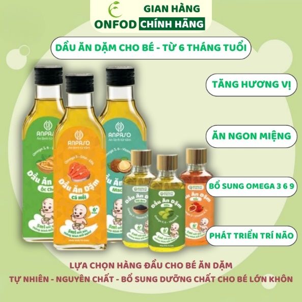 Dầu ăn dặm cho bé ANPASO ONFOD Set dầu Oliu Óc Chó Cá Hồi Mè 50ml Dầu Chiên Xào 100ml 1 image031