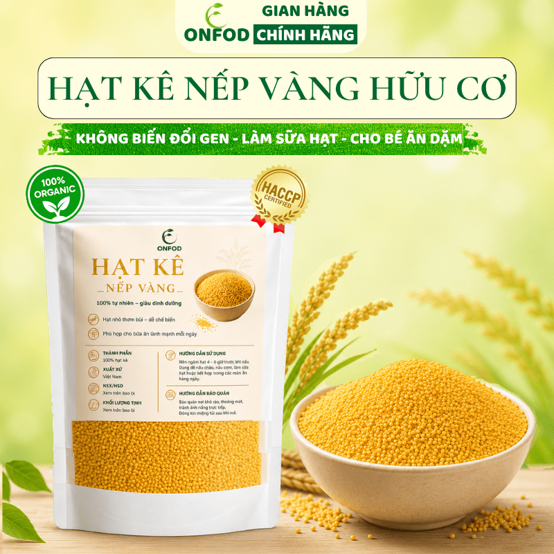 Hạt Kê Nếp Vàng ONFOD Đã Tách Vỏ Cho Bé Ăn Dặm Nấu Cháo Mềm Mịn Dẻo Thơm Làm Sữa Hạt 100g 300g 500g 1 1