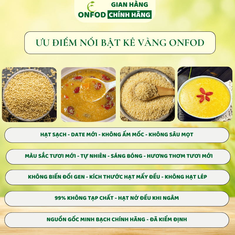 Hạt Kê Nếp Vàng ONFOD Đã Tách Vỏ Cho Bé Ăn Dặm Nấu Cháo Mềm Mịn Dẻo Thơm Làm Sữa Hạt 100g 300g 500g 8 4
