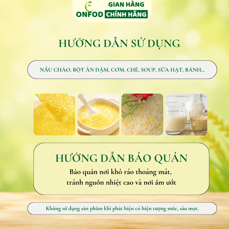 Hạt Kê Nếp Vàng ONFOD Đã Tách Vỏ Cho Bé Ăn Dặm Nấu Cháo Mềm Mịn Dẻo Thơm Làm Sữa Hạt 100g 300g 500g 5 7